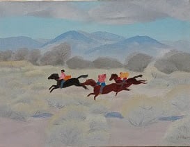 Running through the Chamisa by Barbara Latham