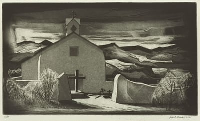 Old Church at Cundiyo by Doel Reed