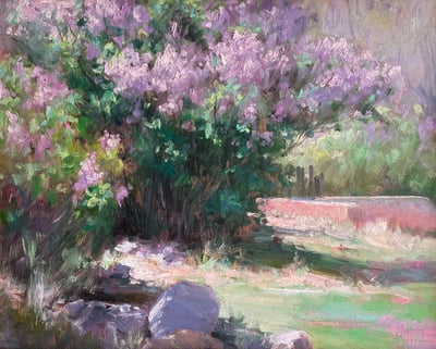 Lilacs and Adobe Walls by Don Ward