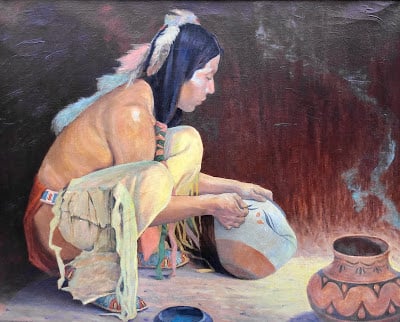 The Pottery Decorator by E.I. Couse