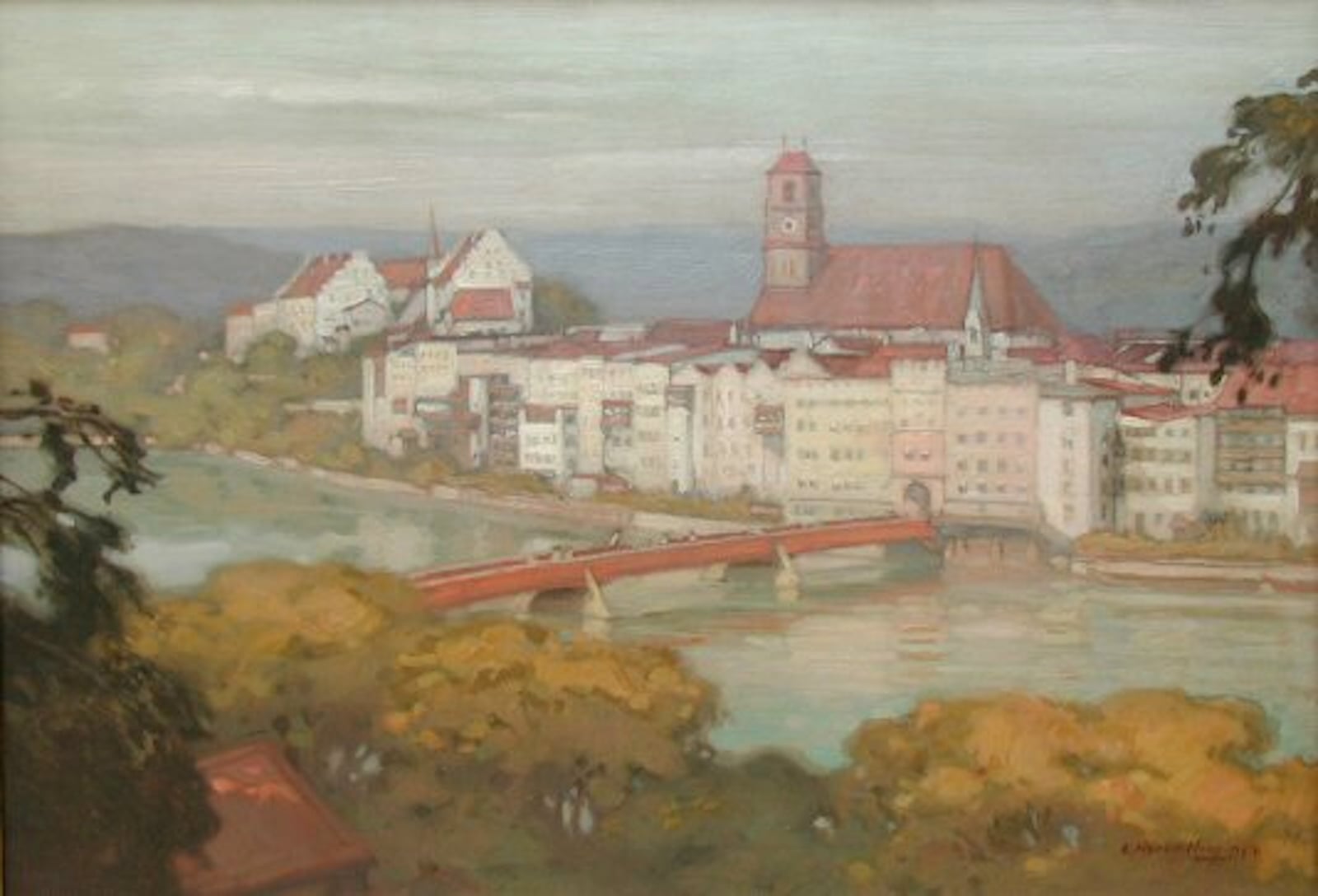 A Riverside Town by E.Martin Hennings