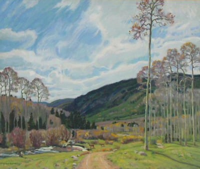 Landscape with Deer by E.Martin Hennings