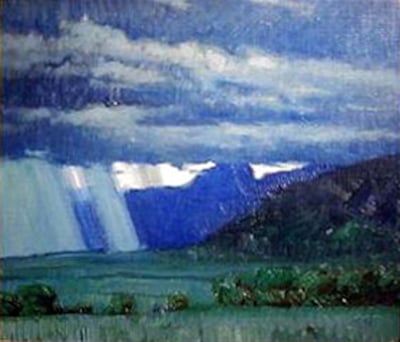 Rainstorm Taos Mountains by E.Martin Hennings