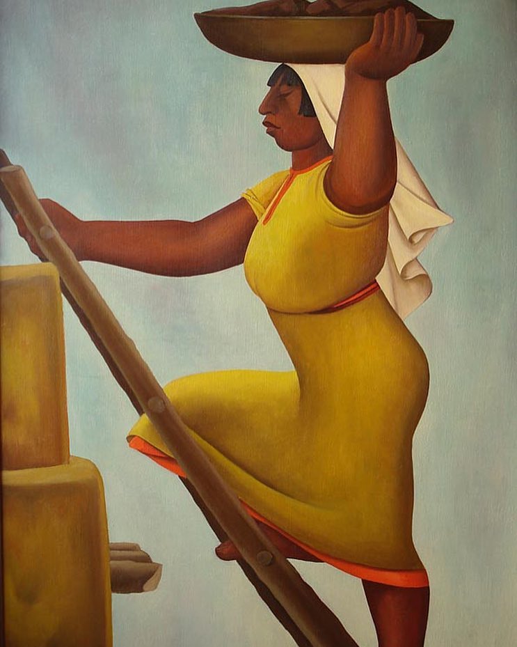 Taos Pueblo Ladder Plasterer by Emil Bisttram