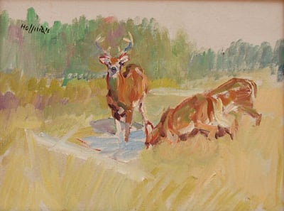 Buck with Does by Frank Hoffman