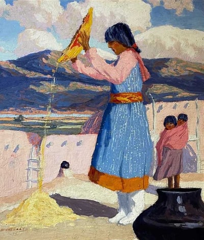 A Day at Taos Pueblo by Fremont F. Ellis