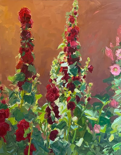 Hollyhocks by Rod Goebel