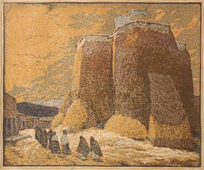 Church, Ranchos de Taos by Gustave Baumann