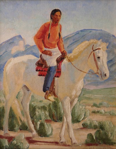 Pueblo Rider- White Horse by Ila McAfee
