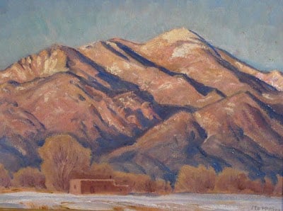 NM Mountain with Adobe by Ila McAfee