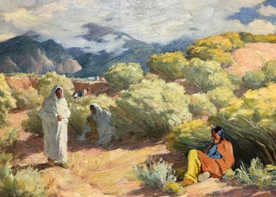 Arroyo Trail to the Pueblo by J.H. Sharp