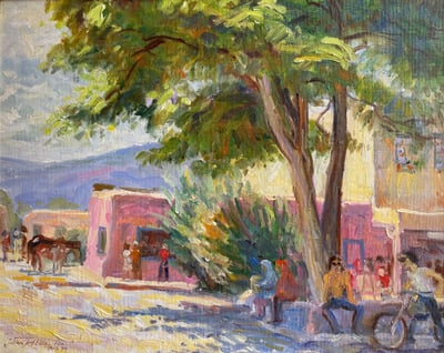Pueblo Taxi Stop-Taos Plaza by Julian Robles