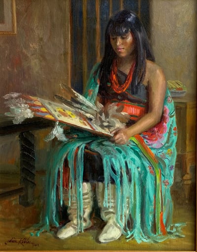 Taos Pueblo Girl with Tablita by Julian Robles