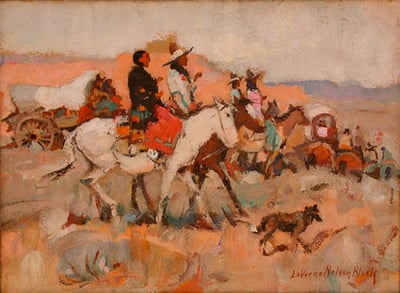 Indian Wagon Train by LaVern Nelson Black