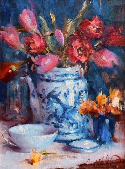 Tulips in Blue and White by Mary Dolph Wood