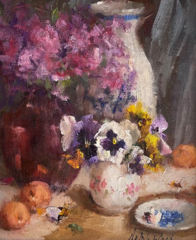 Pansies and Apricots by Mary Dolph Wood