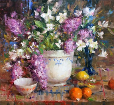 Still-Life with Lilacs & Dogwood by Mary Dolph Wood