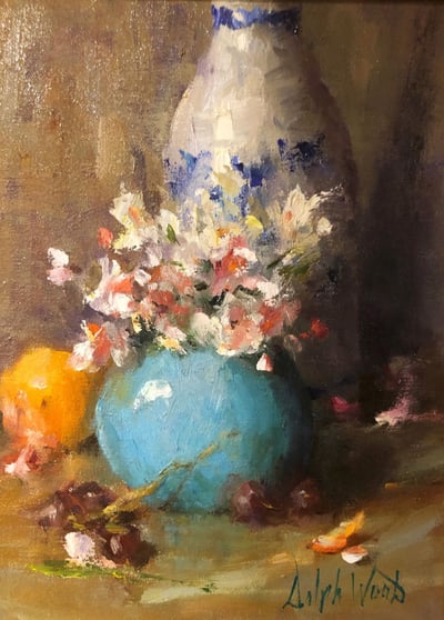 Oranges with Turquoise Vase by Mary Dolph Wood