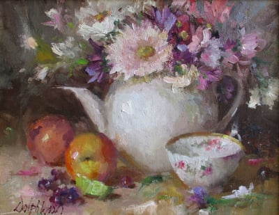 Bouquet in Teapot by Mary Dolph Wood