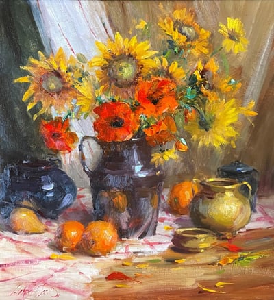 Sunflowers and Poppies by Mary Dolph Wood