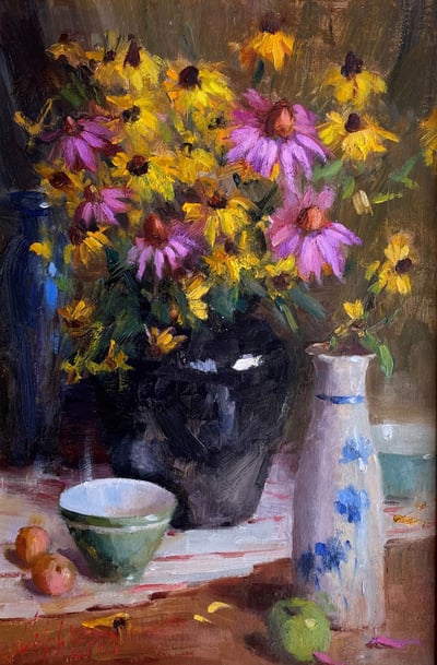 Echinacea and Black Eyed Susans by Mary Dolph Wood