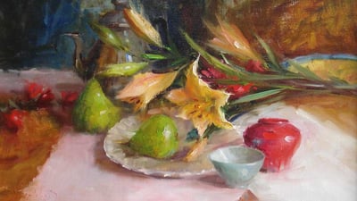 Roses and Pears by Mary Dolph Wood
