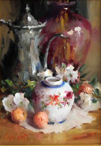 Floral Ginger Jar and Dogwood by Mary Dolph Wood