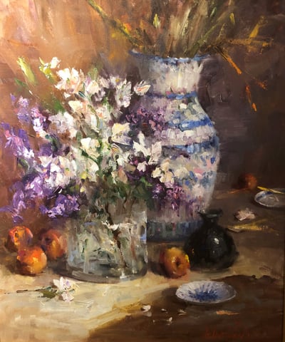 Apple Blossoms in Pewter by Mary Dolph Wood