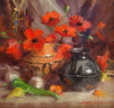 Sunflowers and Poppies by Mary Dolph Wood