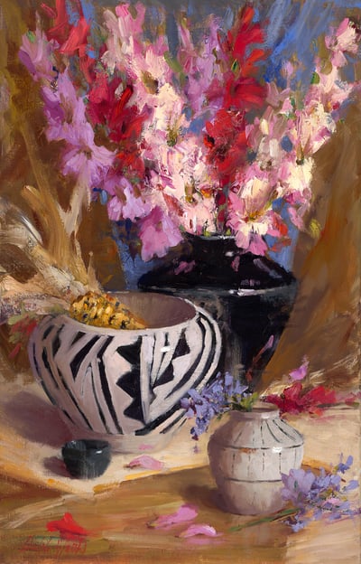 Pottery & Gladiolas by Mary Dolph Wood