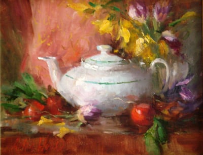 Antique Teapot and Cups by Mary Dolph Wood