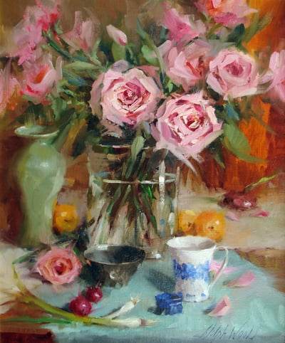 Pink Roses by Mary Dolph Wood