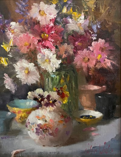 Porcelain and Pansies by Mary Dolph Wood