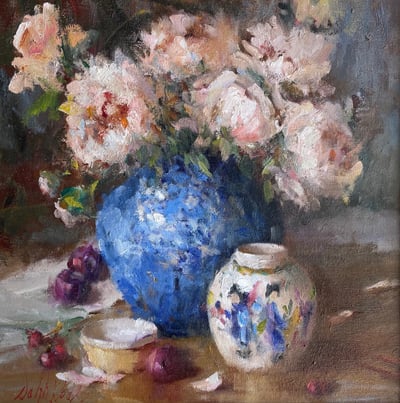 Peonies and Chinese Vase by Mary Dolph Wood