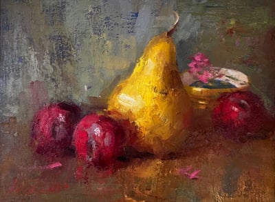 Plums and Pear by Mary Dolph Wood