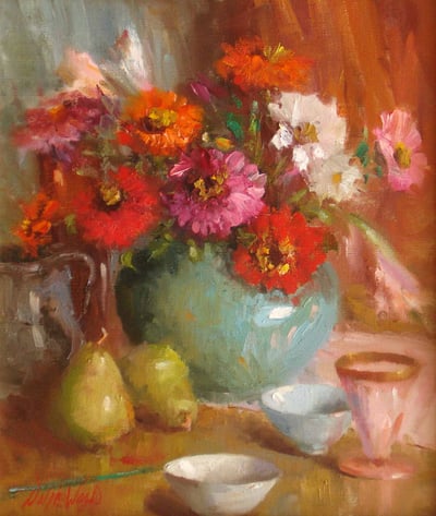 Still Life with Zinnias by Mary Dolph Wood