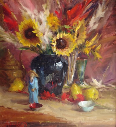 Bouquet and Peaches by Mary Dolph Wood