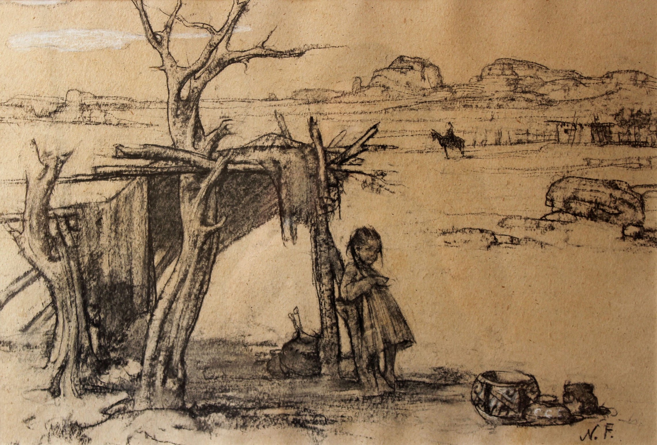 Indian Girl with Lean-To by Nicolai Fechin