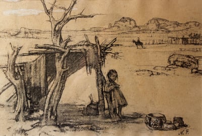 Indian Girl with Lean-To by Nicolai Fechin