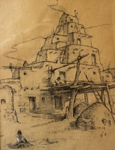 Taos Pueblo by Nicolai Fechin