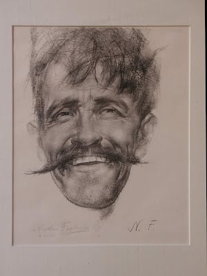 Laughing Man with Mustache by Nicolai Fechin