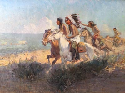 Greeting the Wagon Train by OE Berninghaus