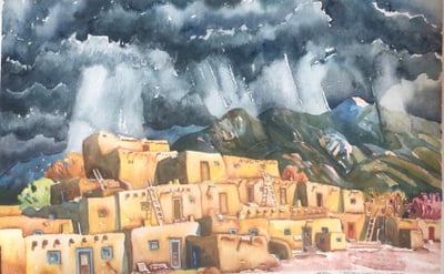 Pueblo Monsoons of the Red Door by Dean Porter