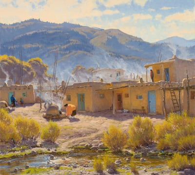 Morning Fires – Taos Pueblo by Ron Rencher