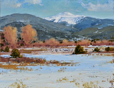 Winter Fields Below Jicarita by Spike Ress