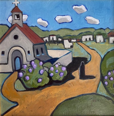 Village Chapel During Lilac Season by Melwell Romancito
