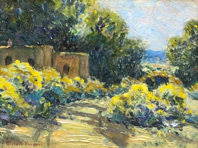 Chamisa and Adobes - Taos by Sheldon Parsons