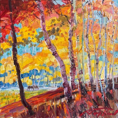 Horses in Aspens by Barry Thomas