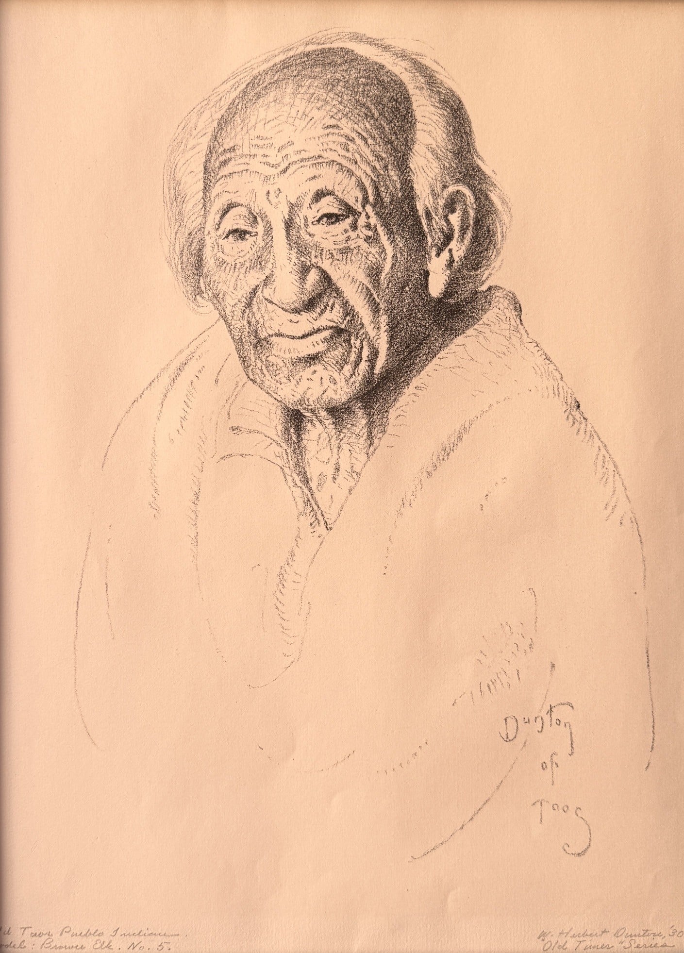 Old Taos Pueblo Indian by W. Herbert Dunton