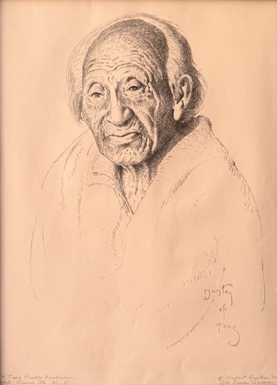 Old Taos Pueblo Indian by W.  Herbert Dunton